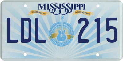 MS license plate LDL215