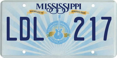 MS license plate LDL217