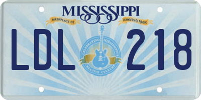 MS license plate LDL218