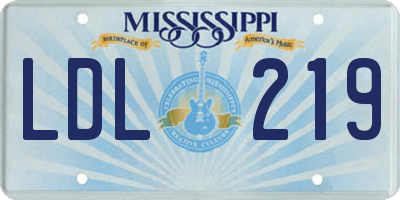 MS license plate LDL219