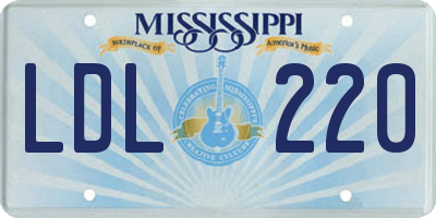 MS license plate LDL220