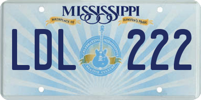 MS license plate LDL222