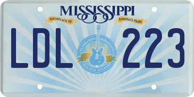 MS license plate LDL223