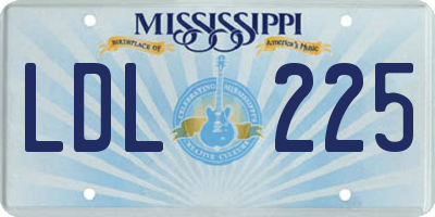 MS license plate LDL225