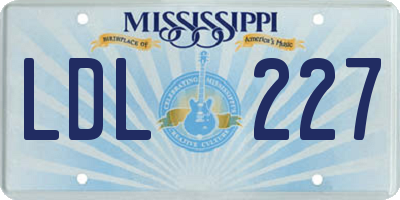 MS license plate LDL227