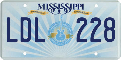 MS license plate LDL228