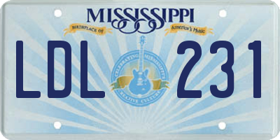 MS license plate LDL231