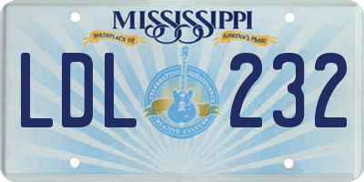 MS license plate LDL232
