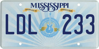 MS license plate LDL233