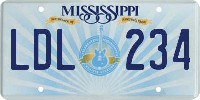 MS license plate LDL234