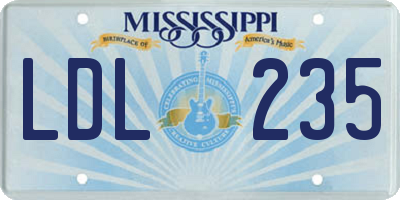 MS license plate LDL235