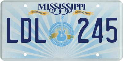 MS license plate LDL245