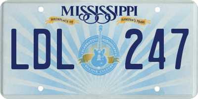 MS license plate LDL247