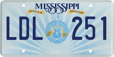 MS license plate LDL251