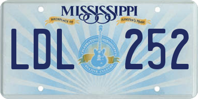 MS license plate LDL252