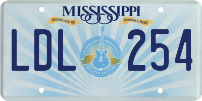 MS license plate LDL254