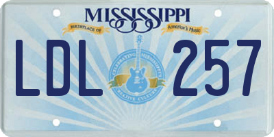 MS license plate LDL257