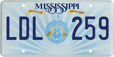 MS license plate LDL259