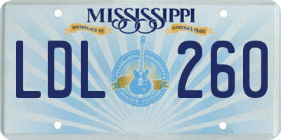 MS license plate LDL260