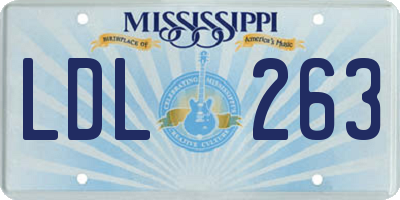 MS license plate LDL263