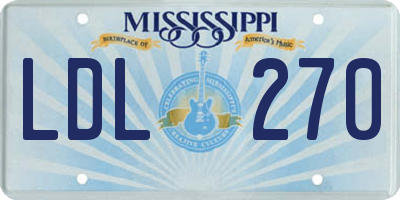 MS license plate LDL270