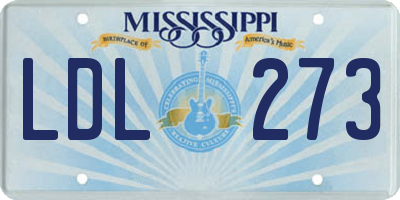 MS license plate LDL273