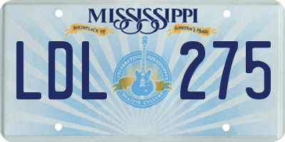MS license plate LDL275