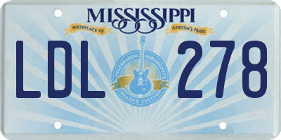 MS license plate LDL278