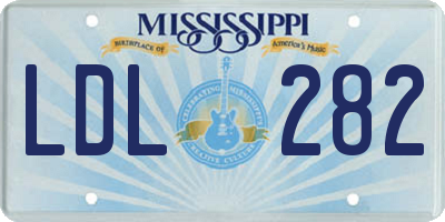MS license plate LDL282