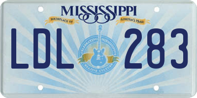 MS license plate LDL283