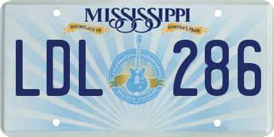 MS license plate LDL286
