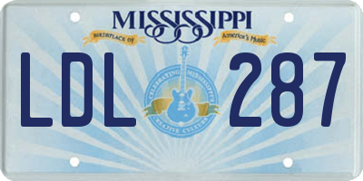 MS license plate LDL287