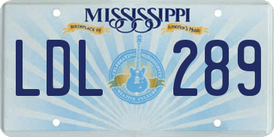 MS license plate LDL289