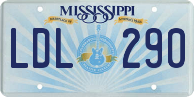 MS license plate LDL290