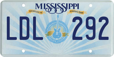MS license plate LDL292