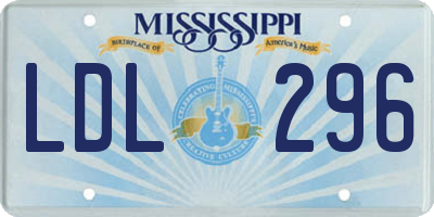 MS license plate LDL296