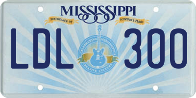 MS license plate LDL300