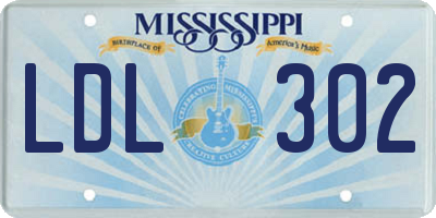 MS license plate LDL302