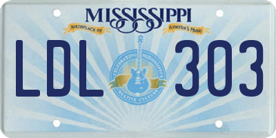 MS license plate LDL303