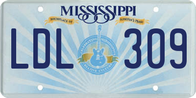 MS license plate LDL309