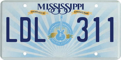 MS license plate LDL311