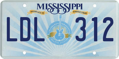 MS license plate LDL312