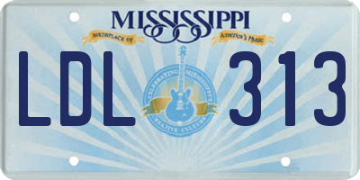 MS license plate LDL313