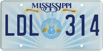 MS license plate LDL314