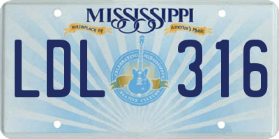 MS license plate LDL316
