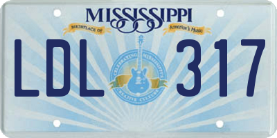 MS license plate LDL317
