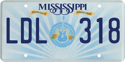 MS license plate LDL318