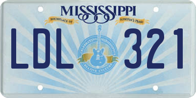 MS license plate LDL321