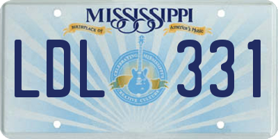 MS license plate LDL331