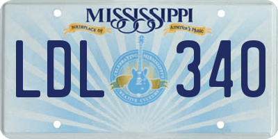 MS license plate LDL340